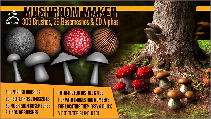 01-mushroom-maker-brushes-alphas-basemeshes-models-3d-zbrush-artstation-artistic-squad